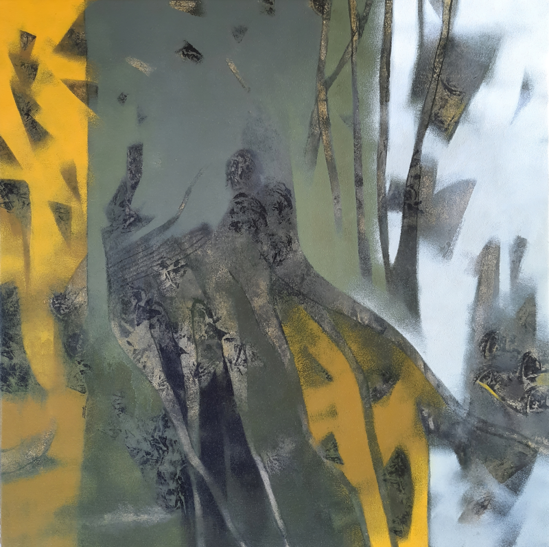 Divine Energy With Nature 2' abstract acrylic painting by artist Vikrant Bothare, 24x24 inch, on canvas