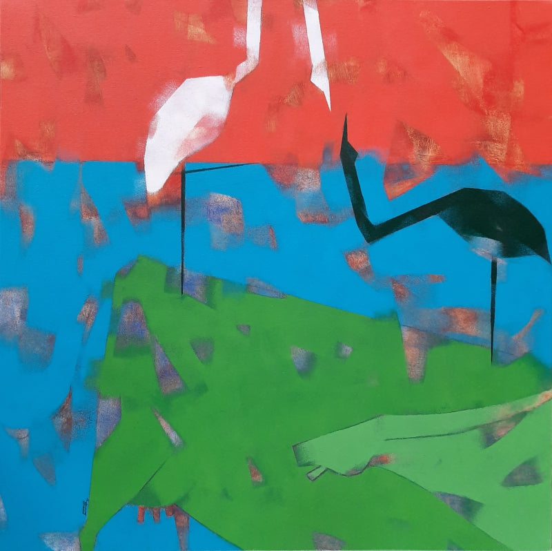 'Divine Energy With Nature 2' abstract acrylic painting by artist Vikrant Bothare, 24x24 inch, on canvas