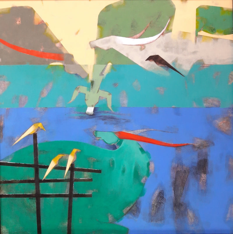 'Divine Energy With Nature 4' abstract acrylic painting by artist Vikrant Bothare, 36x36 inch, on canvas