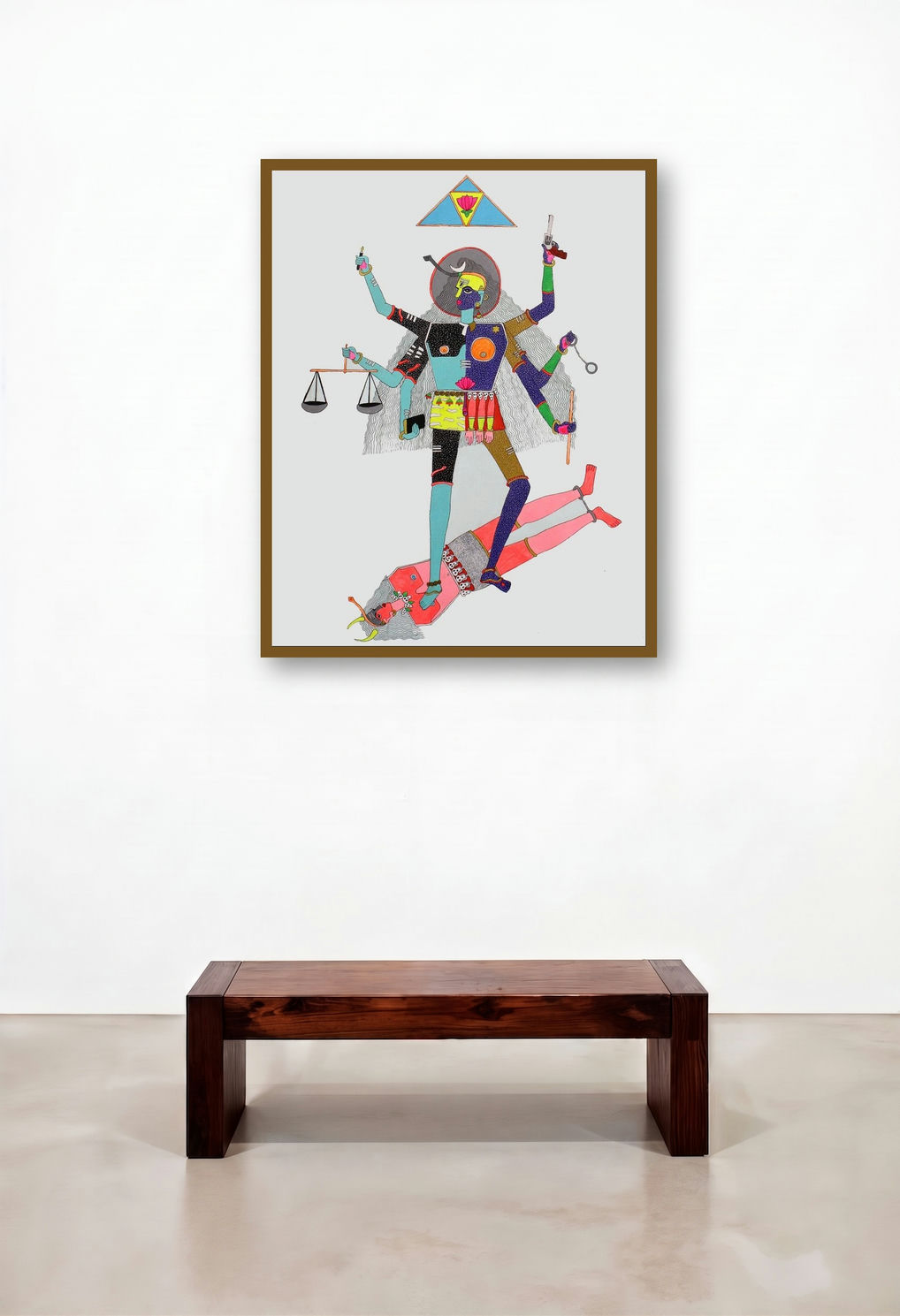 Divine Judgement (The Cosmic Judge) by artist Priti Singh displayed in a Urban Loft Dining Room