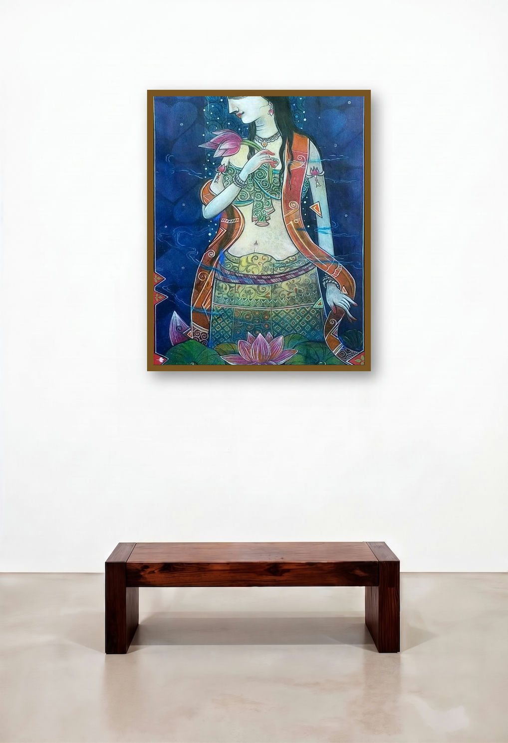 Divine Lady 1 (Divine Beauty) by artist Atin Mitra displayed in a Contemporary Luxury Home Office