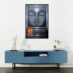 Preview of 'Divine Light 3' Painting by Pradeesh K shown on a wall in a furnished room.