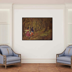'The Divine Love' painting by Durshit Bhaskar shown on a wall in a furnished room.