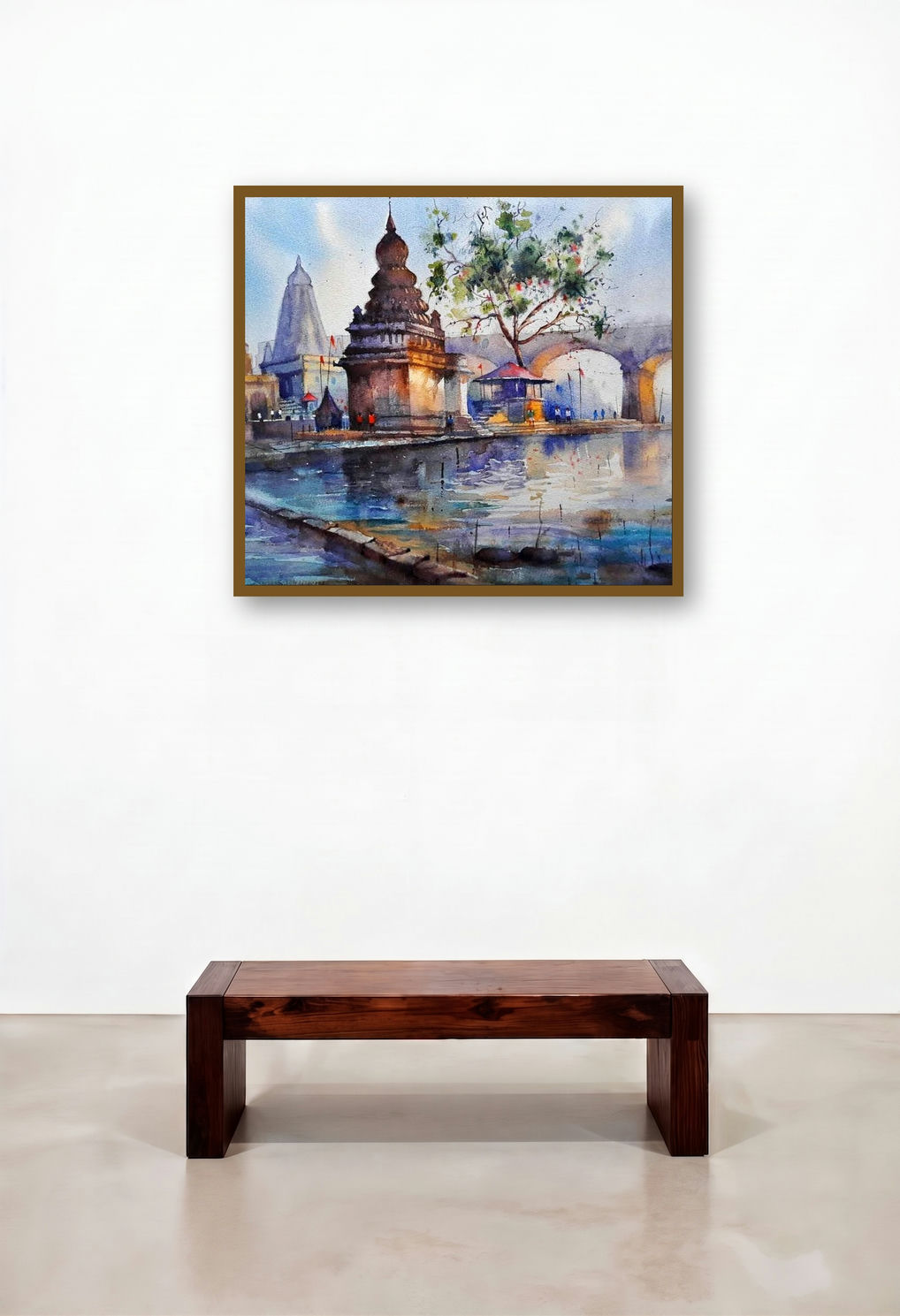 Divine Path To Temple (Tranquil Shrine) by artist Jitendra Divte displayed in a Minimalist Family Room