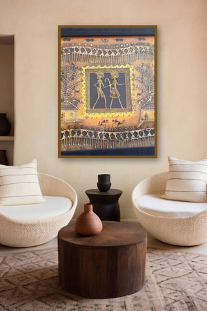 Dokra Art 13 (Spirit of the Tribes) by artist Pradeep Swain displayed in a Contemporary Exhibition gallery