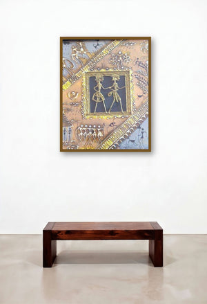 Dokra Art 15 (Echoes of the Ancestors) by artist Pradeep Swain displayed in a Designer Home Office