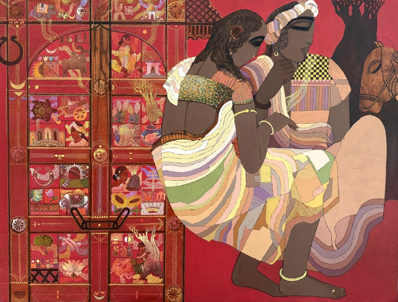 Door Series 1' figurative acrylic painting by artist Siddharth Shingade, 36x48 inch, on canvas