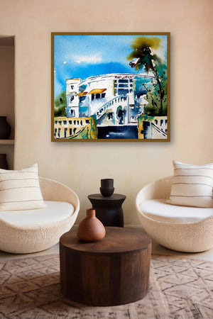 Douanes (Seaside Serenity: A Watercolor Retreat) by artist Veronique Piaser-Moyen displayed in a Curated gallery