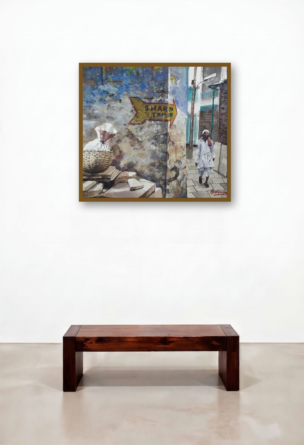 Down The Lane (A Walk Through Time) by artist Mrutyunjaya Dash displayed in a Modern Dining Room
