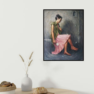 Siddharth Gavade's 'Dream Flower 2' painting visualized above a sofa in a contemporary room.