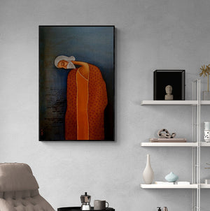 In-situ view of Uttam Bhattacharya's 'Dream Poet' painting in a room