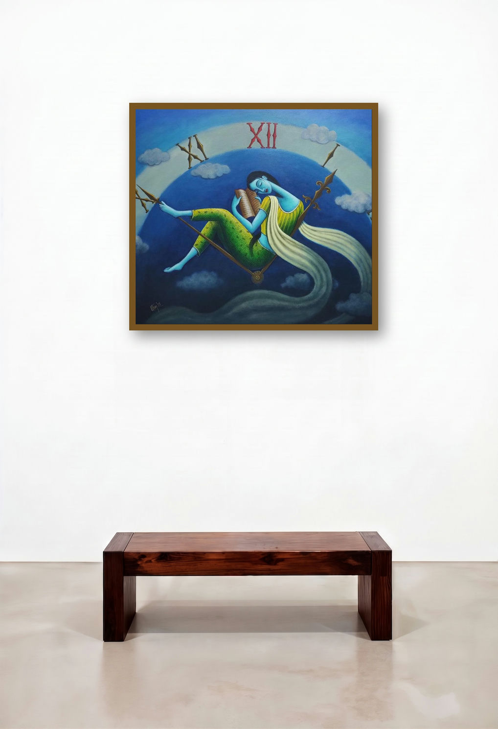 Dream Time (Suspended in Time) by artist Uttam Bhattacharya displayed in a Transitional Living Room
