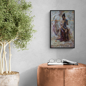 In-situ view of Mansi Sagar's 'Dreaming 2 (A Serene Reflection)' painting in a room