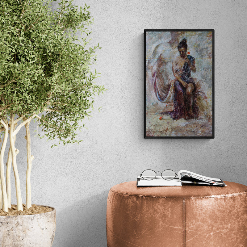 In-situ view of Mansi Sagar's 'Dreaming 2 (A Serene Reflection)' painting in a room