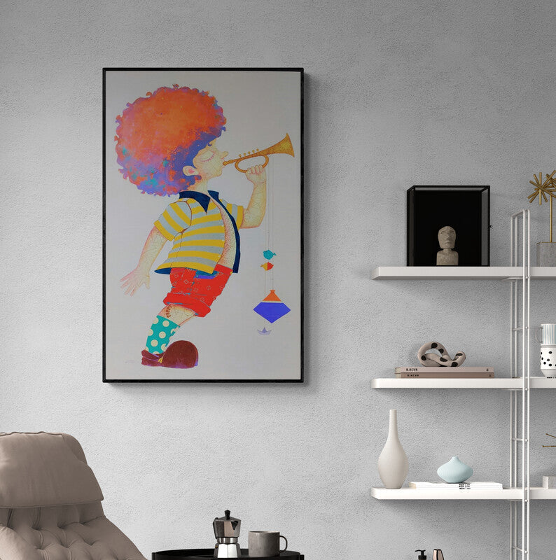 In-situ view of Shiv Kumar Soni's 'Dreams Of Childhood 8' painting in a room