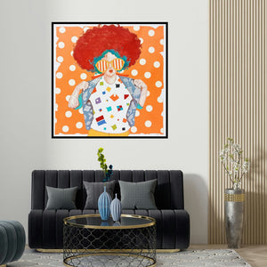 Shiv Kumar Soni's 'Dreams Of Childhood 9' painting visualized above a sofa in a contemporary room.