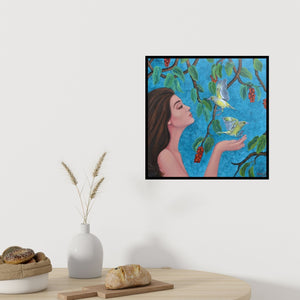 In-situ view of Vani Chawla's 'Dulcet Dream 2 (Abstract Equine Form)' painting in a room