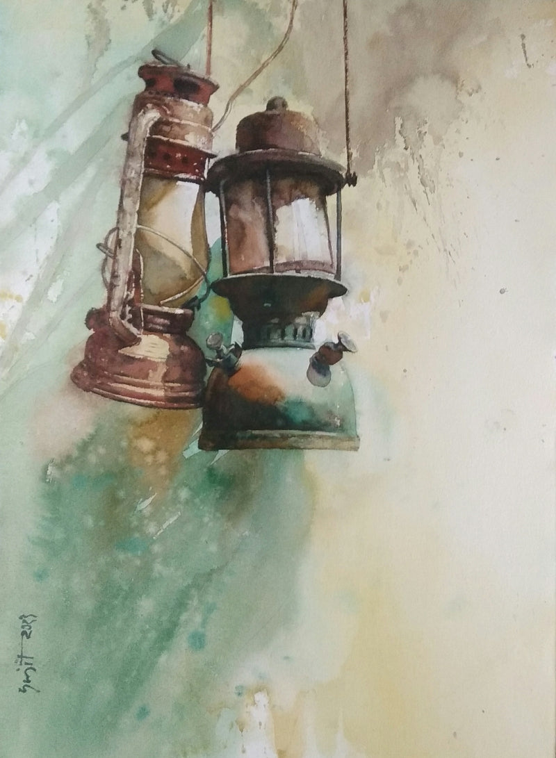 Duo' still-life watercolor painting by artist Das Sujith, 30x22 inch, on paper