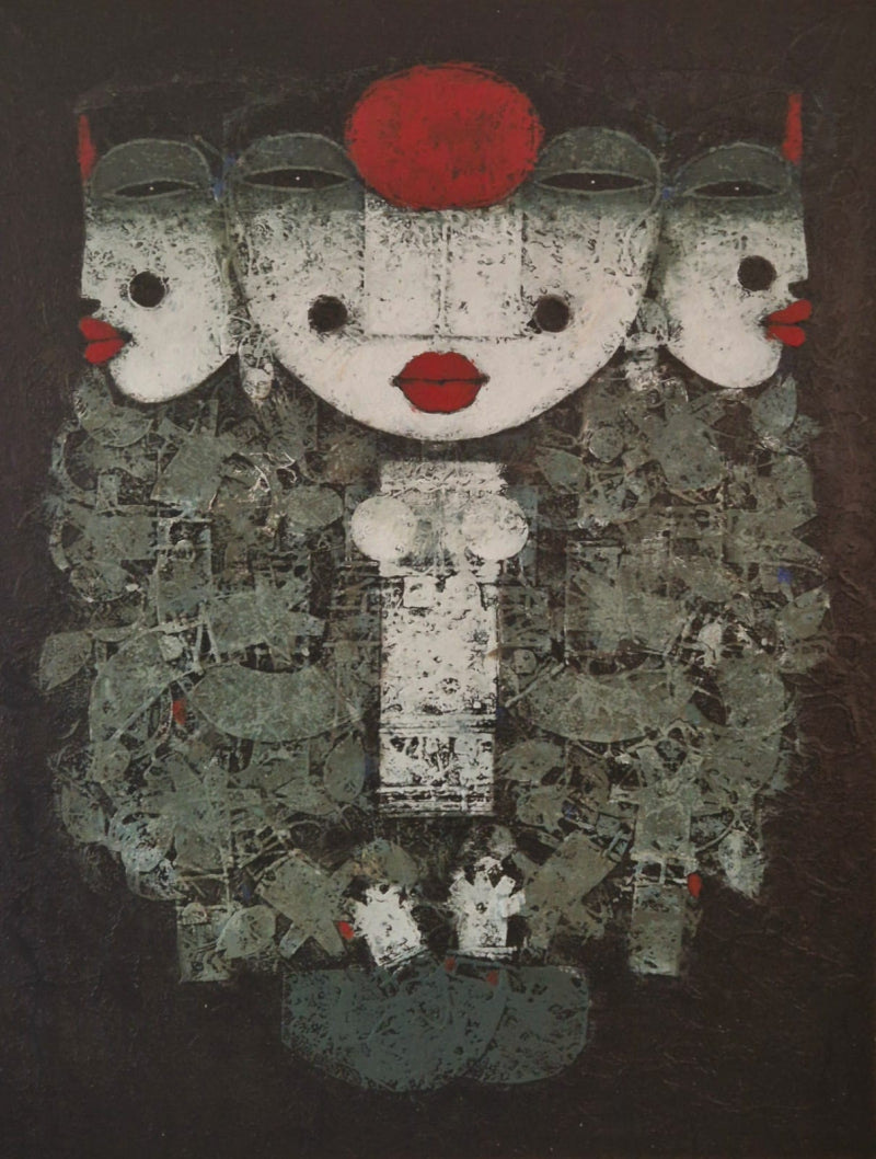 'Durga 1' religious mixed-media painting by artist Basuki Das Gupta, 48x36 inch, on canvas