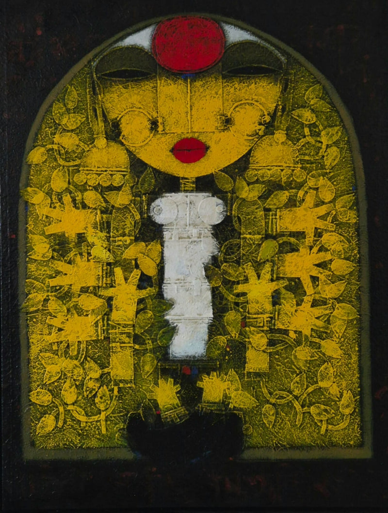 'Durga 2' religious mixed-media painting by artist Basuki Das Gupta, 48x36 inch, on canvas