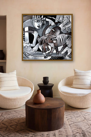 Durga 2 (The Cosmic Dance) by artist Rupchand Kundu displayed in a Minimalist gallery