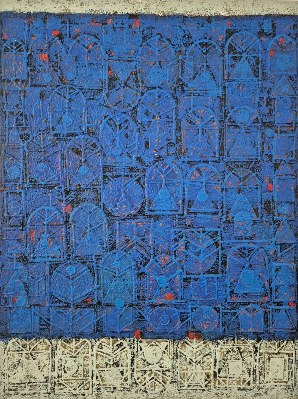 'Durga 3' religious mixed-media painting by artist Basuki Das Gupta, 48x36 inch, on canvas