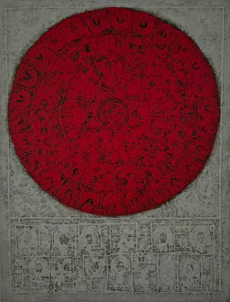 'Durga 4' religious mixed-media painting by artist Basuki Das Gupta, 48x36 inch, on canvas