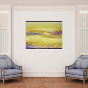 In-situ view of Durshit Bhaskar's 'Dusk (Golden Hour)' painting in a room