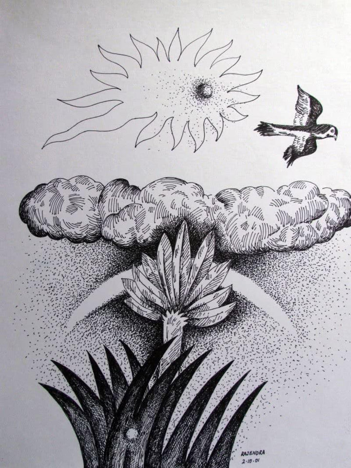 Dusk Drawing by Rajendra V | ArtZolo.com