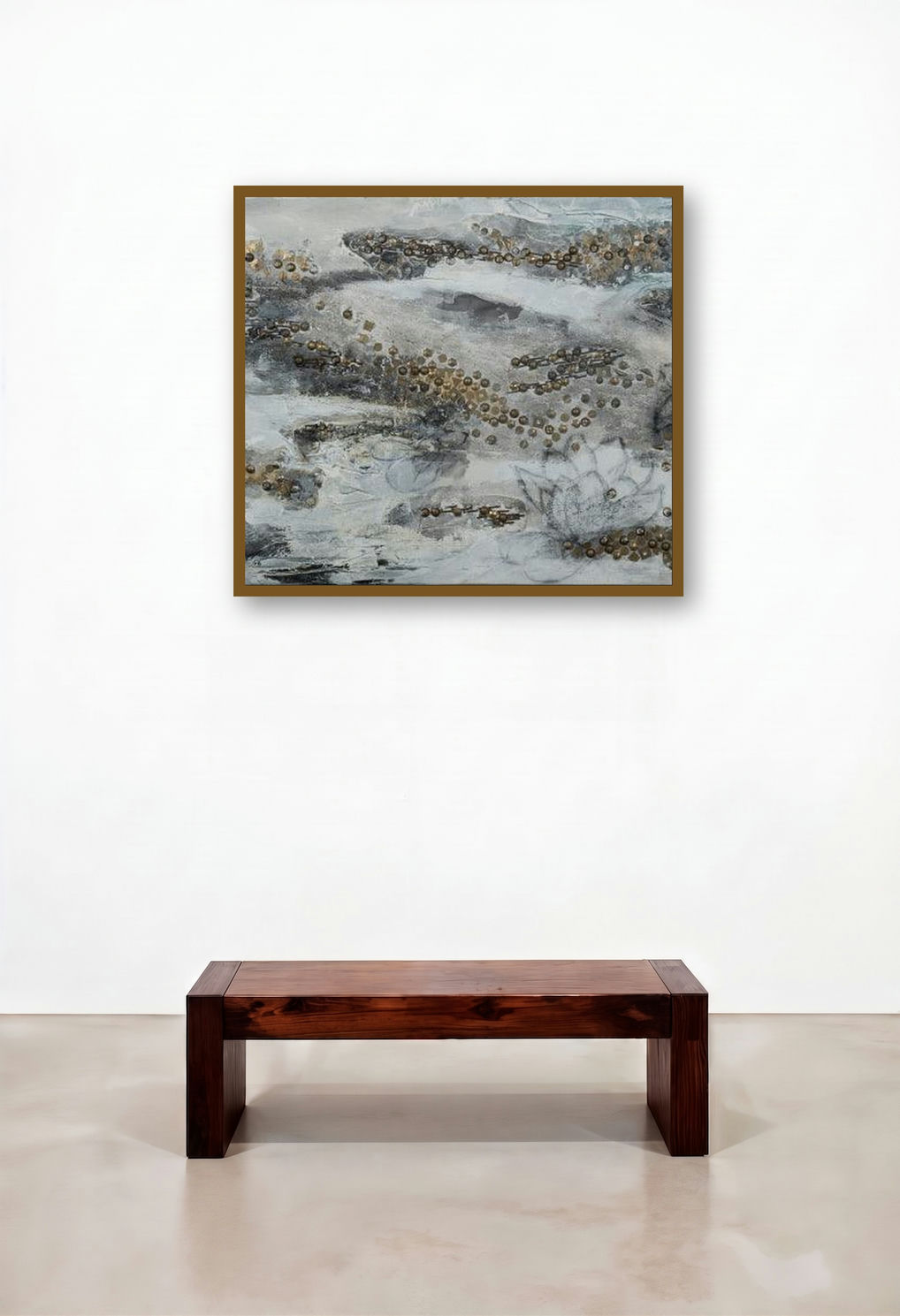 Ebb And Flow by artist Veena Advani displayed in a Mid-Century Modern Hotel Suite
