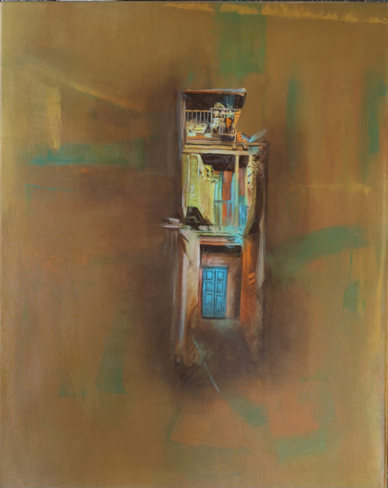 'Echos Of Old Houses 2' contemporary acrylic painting by artist Jigisha Mulaye, 30x24 inch, on canvas