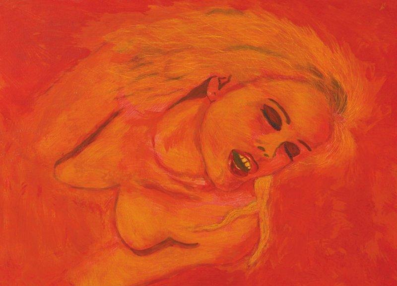 Nude dry pastel painting titled 'Ecstacy', 18x14 inches, by artist SIMON MASON on Board