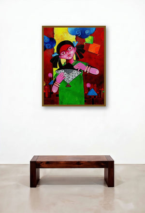 Educate A Girl (Wind Whispers) by artist Sharmi Dey displayed in a Designer Home Office