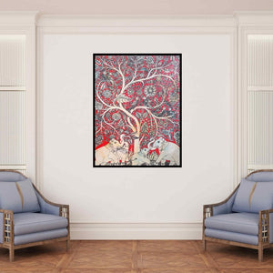 In-situ view of Harinath N's 'Elephant Under The Tree' painting in a room