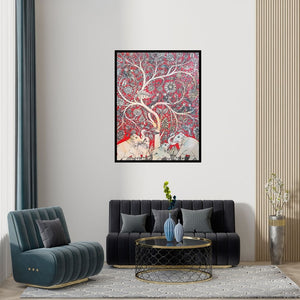 Preview of 'Elephant Under The Tree' Painting by Harinath N shown on a wall in a furnished room.