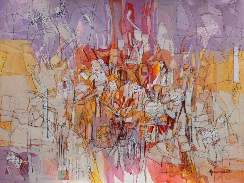 Embers Of Expression 2' abstract mixed-media painting by artist Apurva Singh, 22x30 inch, on paper