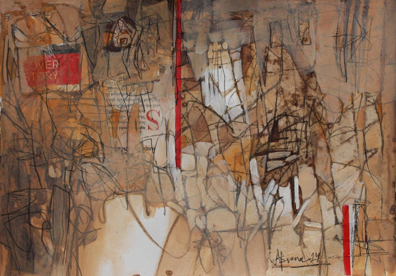 Embers Of Expression 4' abstract mixed-media painting by artist Apurva Singh, 8x12 inch, on paper