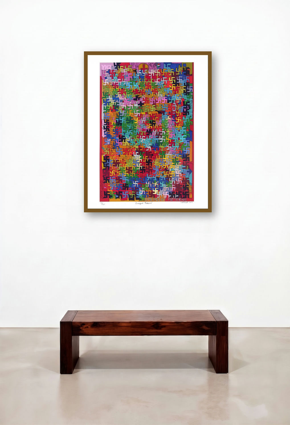 Emergent Patterns (A Tapestry of Symbols) by artist Jyoti Bhatt displayed in a Boutique Hotel Style Library