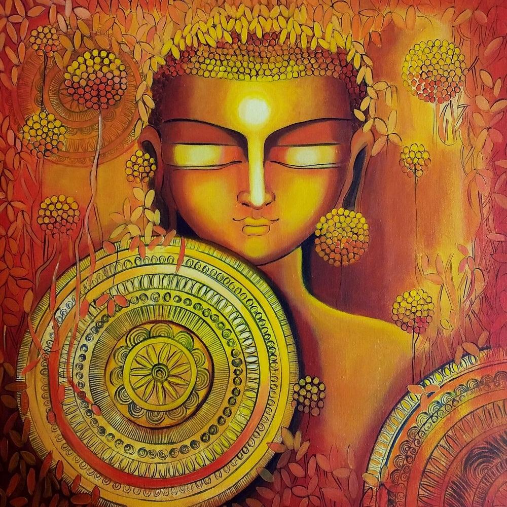 Religious acrylic painting titled 'Emerging Budhha 2', 24x24 inches, by artist NITU CHHAJER on Canvas