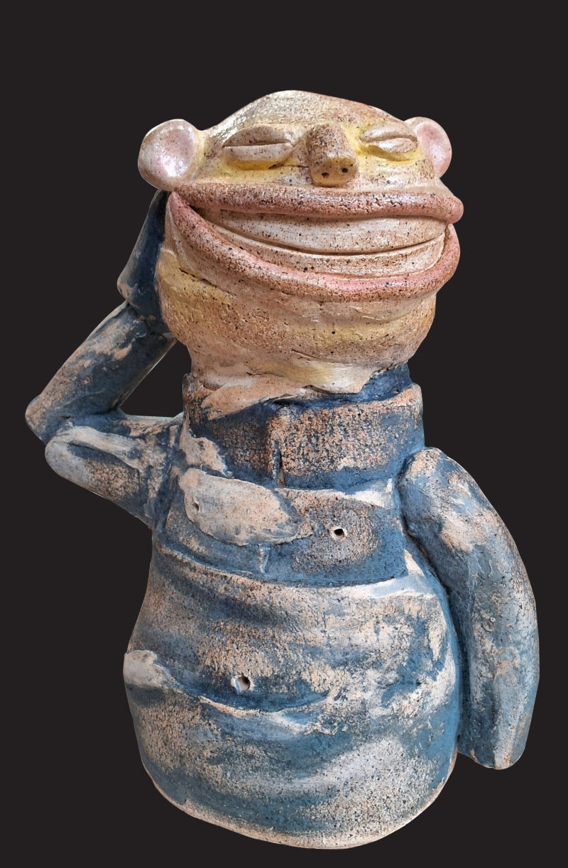 'Emoji 2' figurative Ceramic sculpture by artist Pintu Biswas, 11x9 inch, on ceramic
