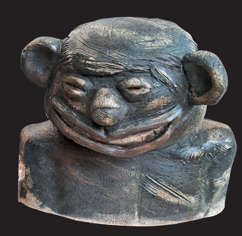 'Emoji 4' figurative Ceramic sculpture by artist Pintu Biswas, 8x8 inch, on ceramic