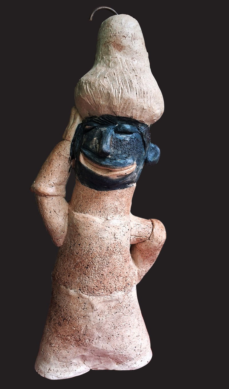 'Emoji 5' figurative Ceramic, StoneWare sculpture by artist Pintu Biswas, 14x5 inch, on ceramic, stoneware