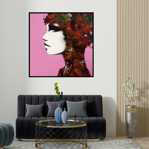 Mukesh Salvi's 'Emotion Of Life 2' painting visualized above a sofa in a contemporary room.