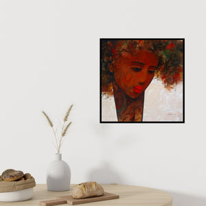 In-situ view of Mukesh Salvi's 'Emotion Of Life 7 (Woman with Closed Eyes)' painting in a room