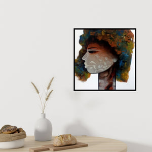 In-situ view of Mukesh Salvi's 'Emotion Of Life 8 (Woman in Profile)' painting in a room