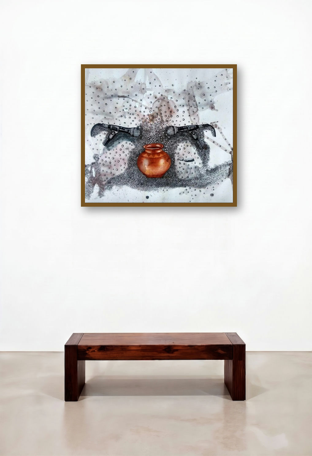 Empty Vessel Sound Much (The Empty Vessel) by artist Pranita Das displayed in a Luxury Family Room