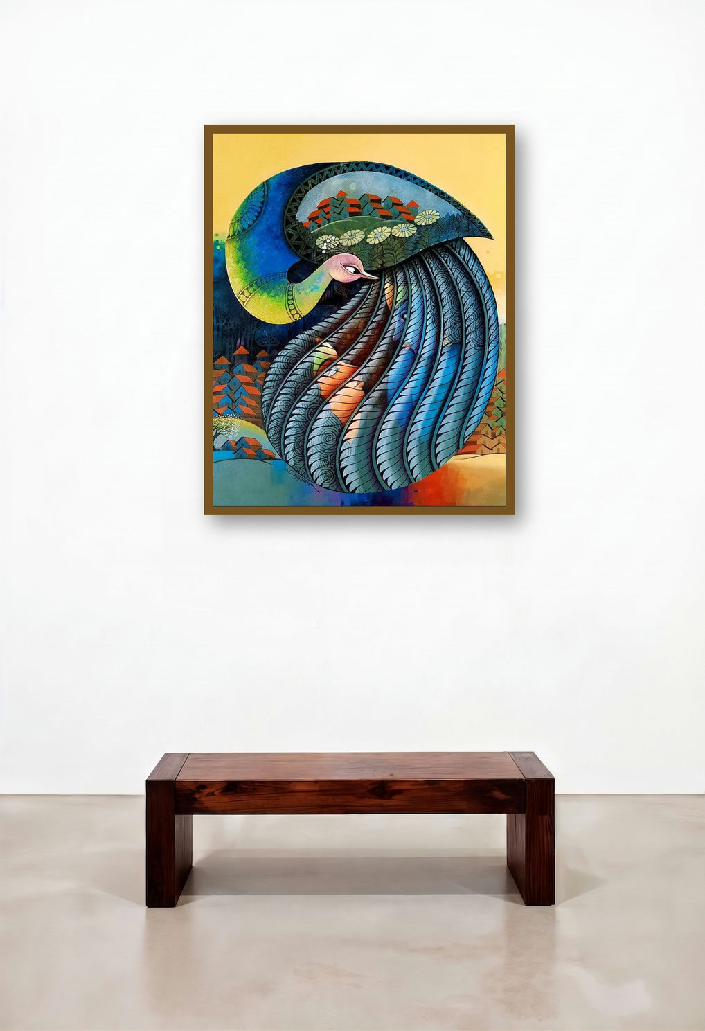 Enchant 12 (The Hidden Village) by artist Sanjay Tandekar displayed in a Transitional Study