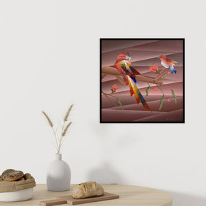 In-situ view of Nirakar Chowdhury's 'Encouragement (Avian Companions)' painting in a room