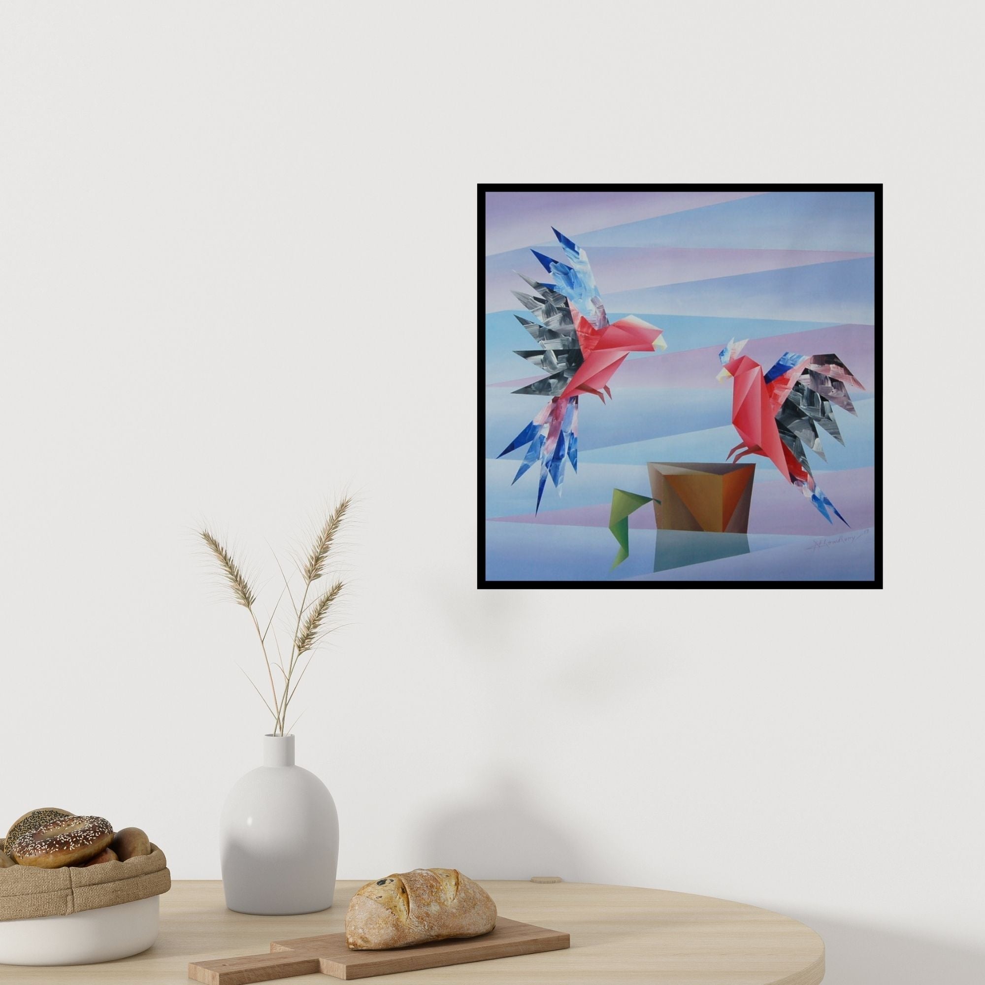 In-situ view of Nirakar Chowdhury's 'Encouragement' painting in a room