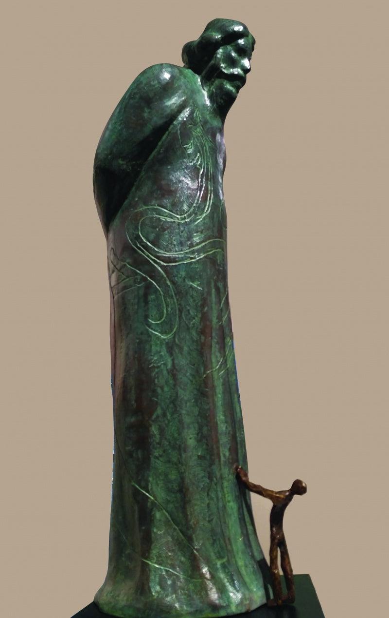 Figurative sculpture titled 'Endless', 27x10x8 inches, by artist Somnath Chakraborty on Bronze